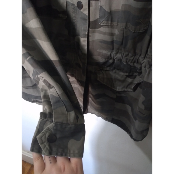 a.n.a Anorak Olive Camo Military Jacket Lightweight Cargo Collared Zip Up Coat - Picture 4 of 9